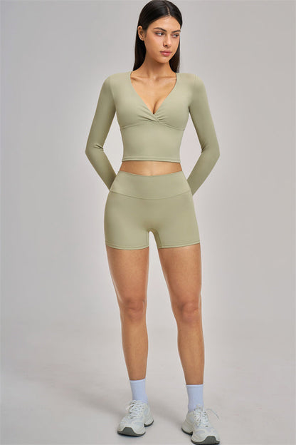 The Swoon Long Sleeve Crop top Shorts 2-Piece Set