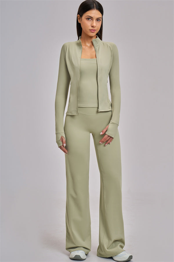 The Swoon Jacket Tank Top Flared Leggings 3-Piece Set