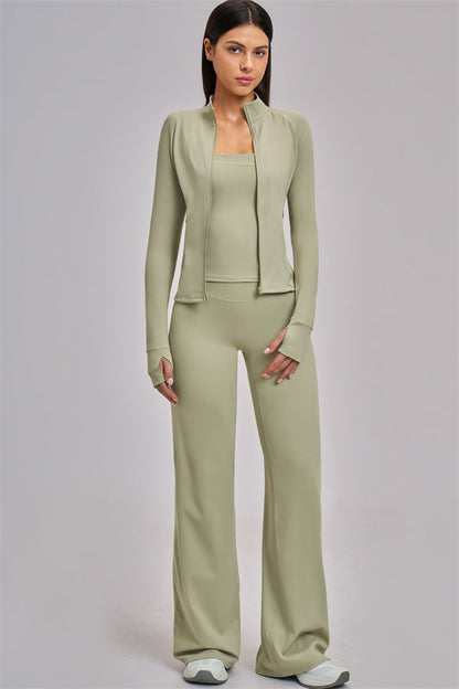 The Swoon Jacket Tank Top Flared Leggings 3-Piece Set