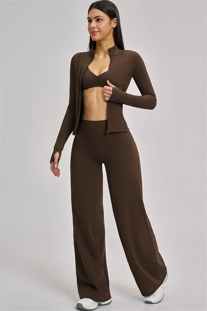 The Swoon Jacket Sports Bra Flared Leggings 3-Piece Set