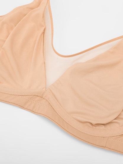 Full-Coverage Underwire Mesh Plunge Minimizer Bra