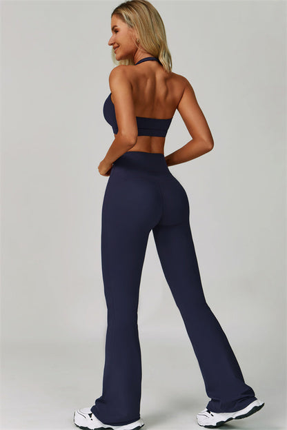 The Bold Halter Sports Bra Flared Leggings 2-Piece Set