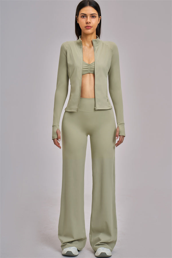 The Swoon Jacket Sports Bra Flared Leggings 3-Piece Set