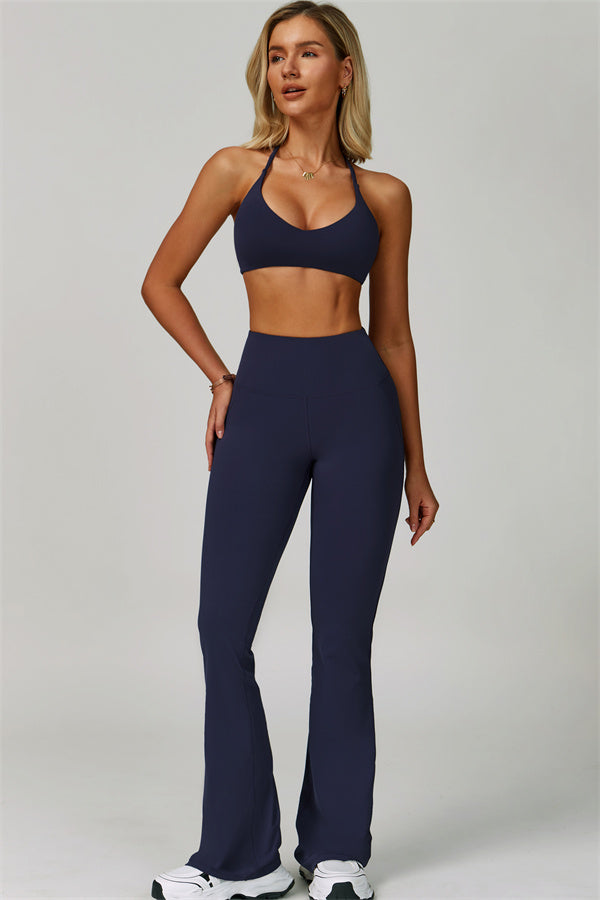 The Bold Cross Back Sports Bra Flared Leggings 2-Piece Set