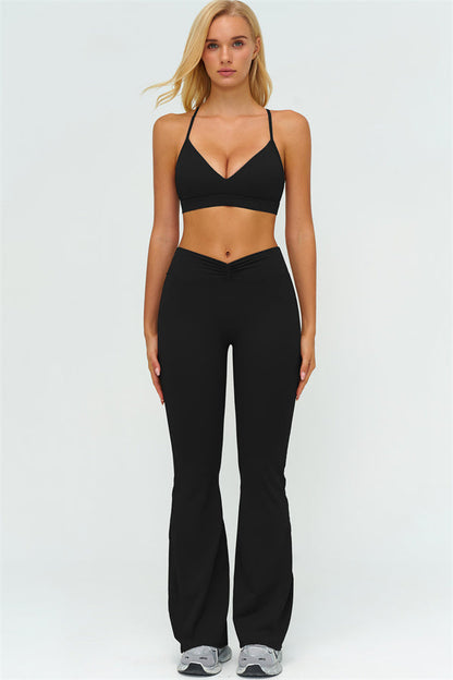 The Lushness Y-Back Sports Bra Flared Leggings 2-Piece Set