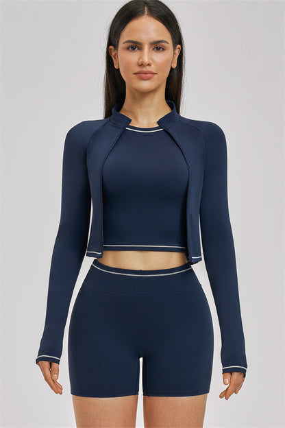 The Unbound Jacket Crop Top Shorts 3-Piece Set