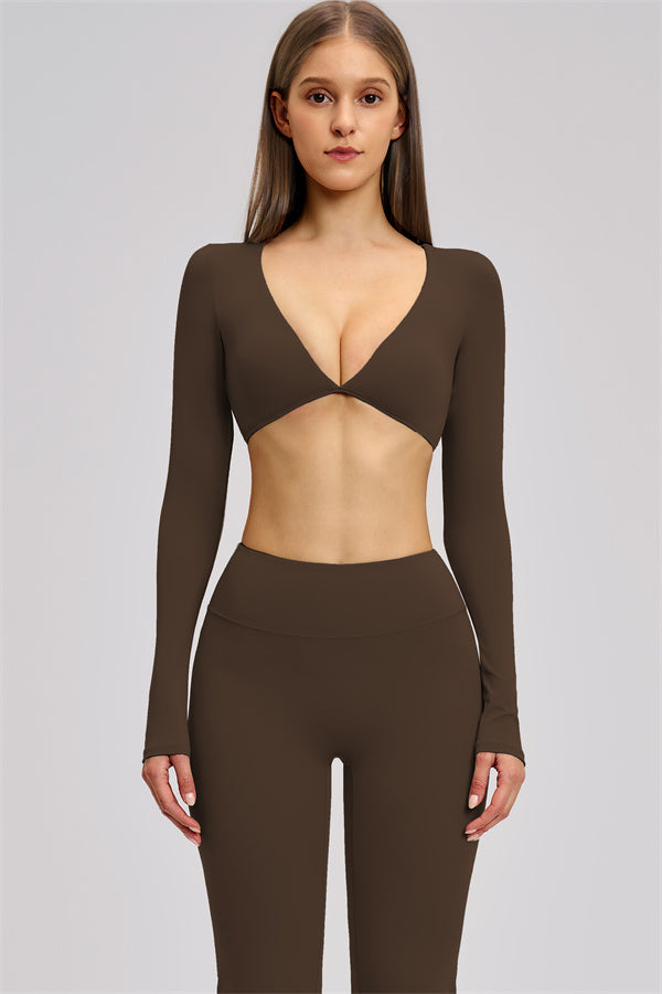 The Zestful Long Sleeve Crop Top Leggings 2-Piece Set