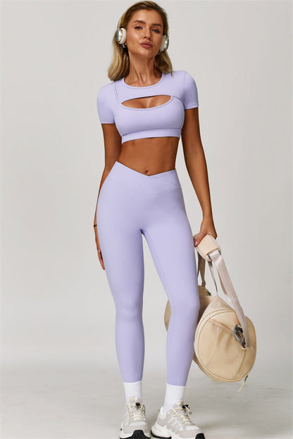 The Lavish Cut-out Crop Top Leggings 2-Piece Set