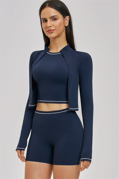 The Unbound Jacket Crop Top Shorts 3-Piece Set