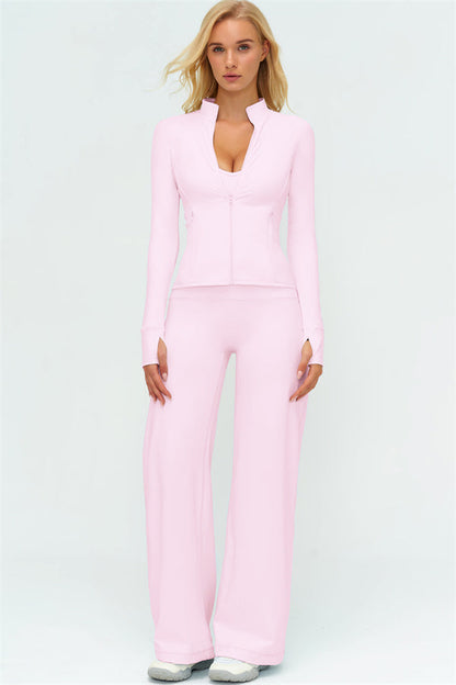 The Twirl Zip Jacket Sports Bra New Straight Leg Pants 3-Piece Set