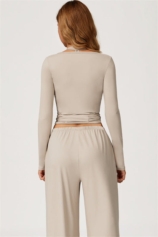 The Sprint Long Sleeve Crop Top Halter Tank Top Sweatpants 3-Piece Set