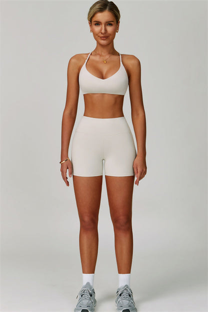 The Bold Cross Back Sports Bra Shorts 2-Piece Set