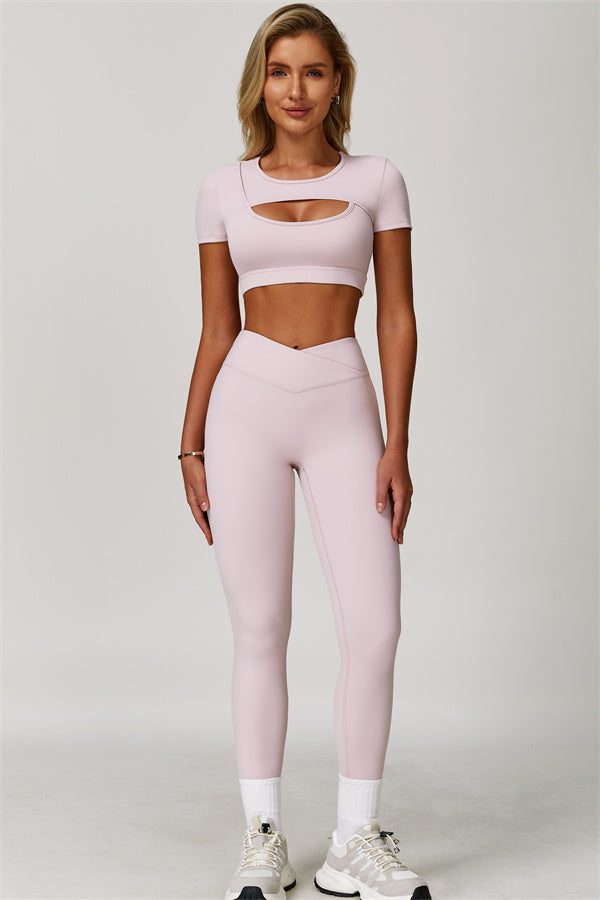 The Lavish Cut-out Crop Top Leggings 2-Piece Set