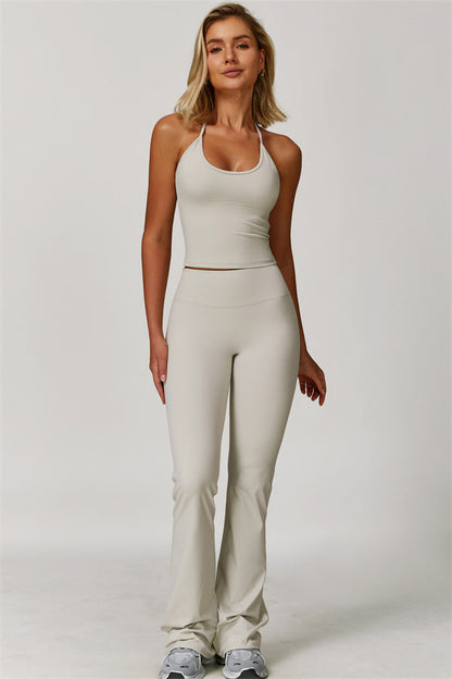 The Surge Halter Crop Top Flared Leggings 2-Piece Set
