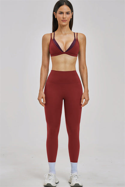 The Seraphine Layered V Sports Bra Leggings 2-Piece Set