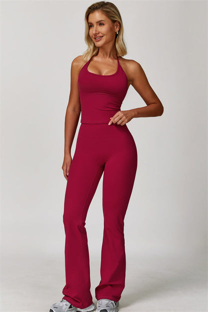 The Surge Halter Crop Top Flared Leggings 2-Piece Set