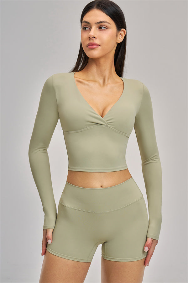 The Swoon Long Sleeve Crop top Shorts 2-Piece Set