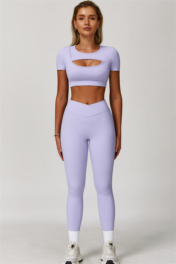 The Lavish Cut-out Crop Top Leggings 2-Piece Set