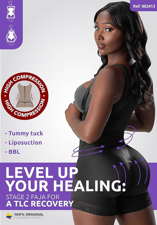 Snatched Body - Women's Stage 2 Faja Colombians with Bra Shapewear - BBL Post Surgery Garment - Reductoras Moldeadoras