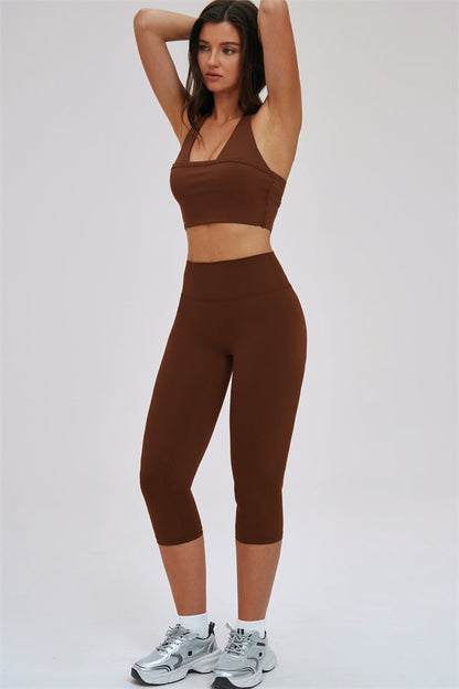 The Twirl Halter Tank Top Capri Leggings 2-Piece Set