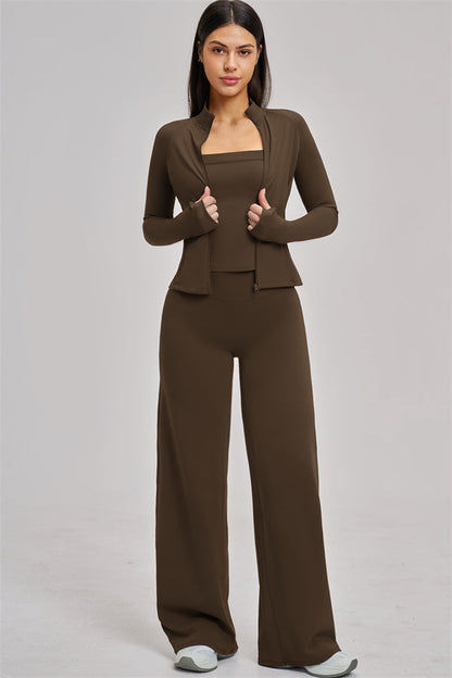 The Swoon Jacket Tank Top Flared Leggings 3-Piece Set