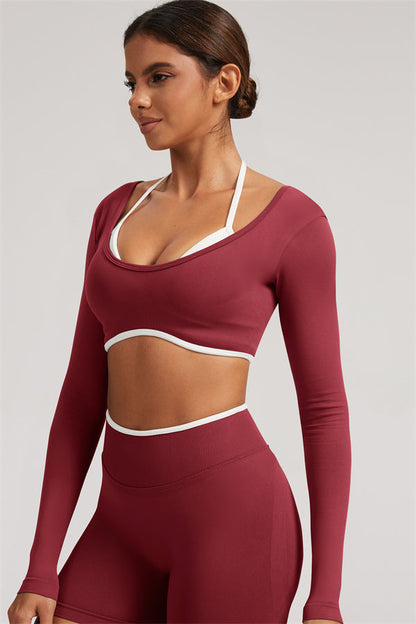The Elevate Long Sleeve Crop top Shorts 2-Piece Set