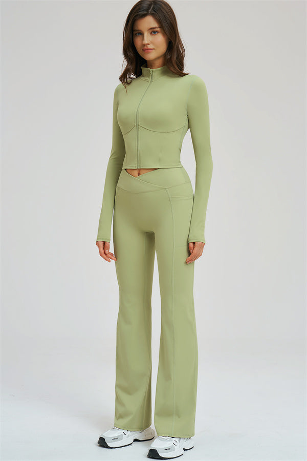 The Sizzle Zip Jacket Flared Leggings 2-Piece Set