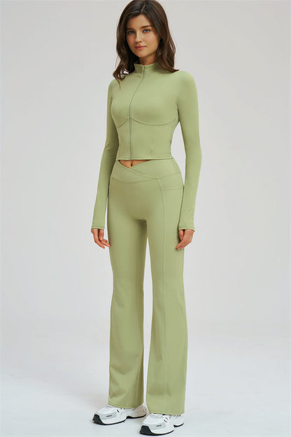 The Sizzle Zip Jacket Flared Leggings 2-Piece Set