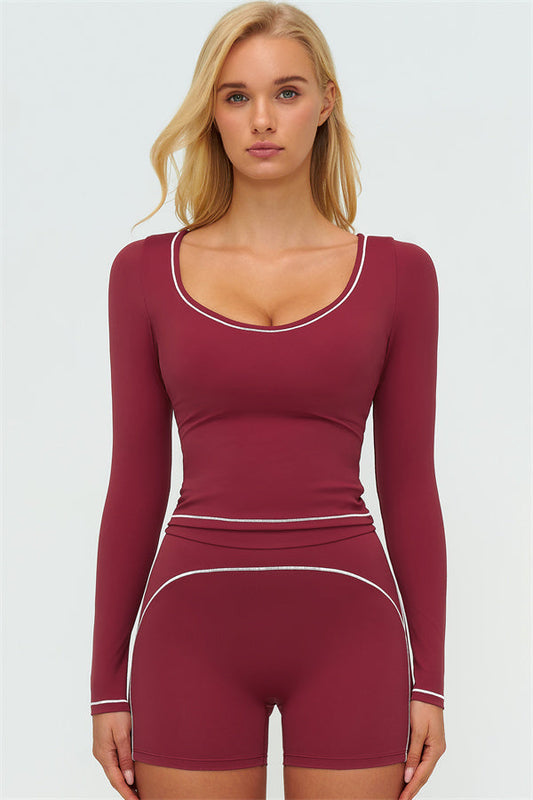 The Amara Long Sleeve T-shirt Shorts 2-Piece Set