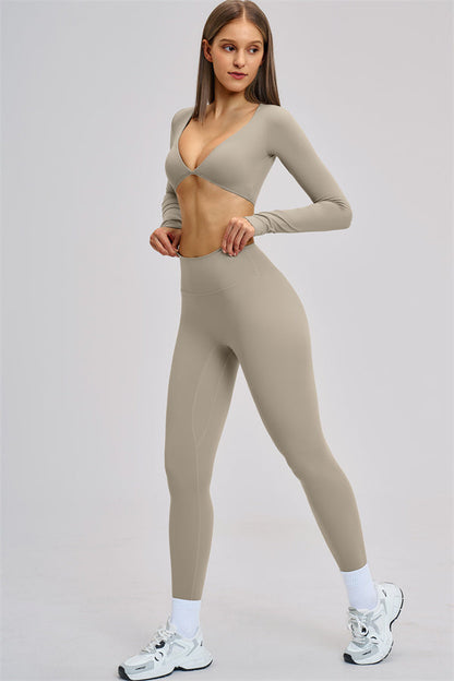 The Zestful Long Sleeve Crop Top Leggings 2-Piece Set