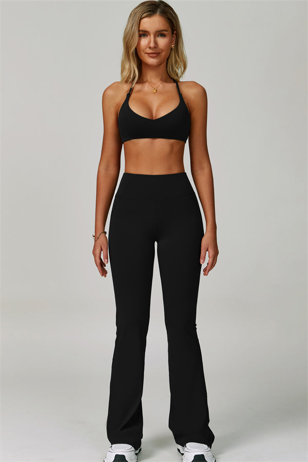 The Bold Cross Back Sports Bra Flared Leggings 2-Piece Set