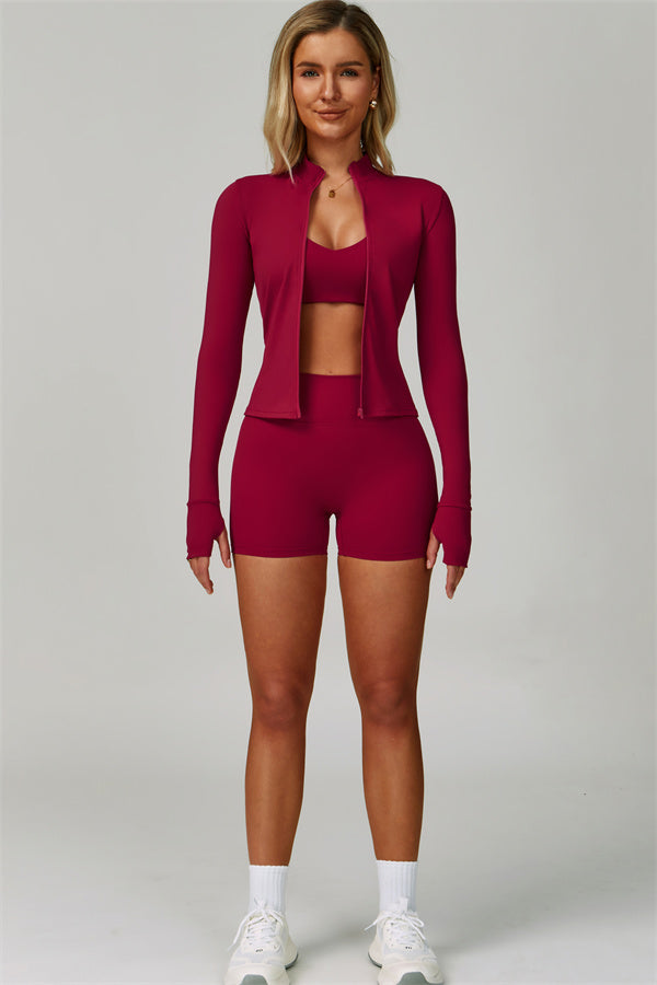 The Seraphine Jacket Sports Bra Shorts 3-Piece Set