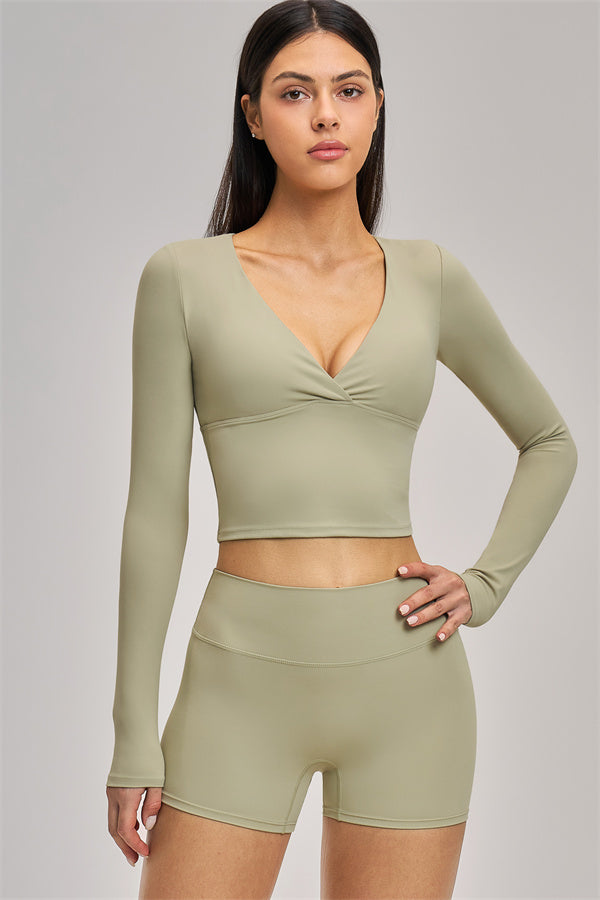 The Swoon Long Sleeve Crop top Shorts 2-Piece Set