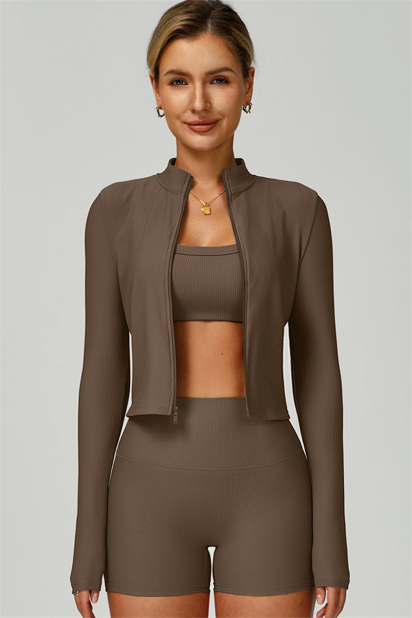 The Burst Jacket Sports Bra Shorts 3-Piece Set