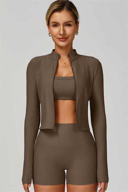 The Burst Jacket Sports Bra Shorts 3-Piece Set