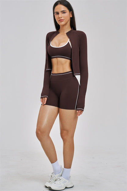 The Unbound Jacket Sports Bra Shorts 3-Piece Set