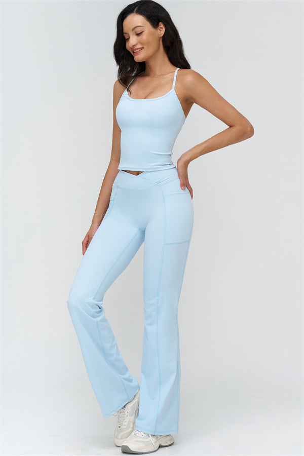 The BoldFit Crop Top Flared Leggings 2-Piece Set