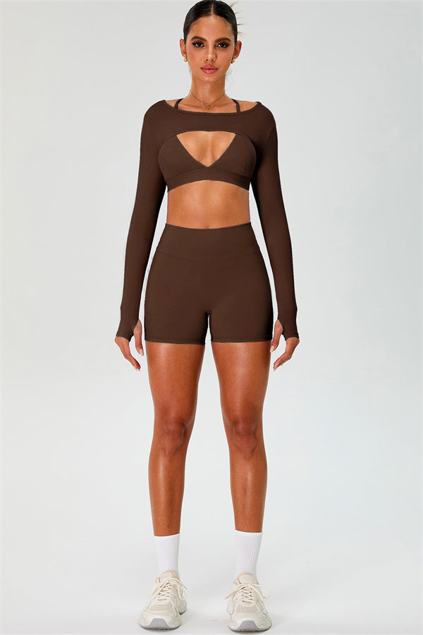 The Ember Sports Bra Crop Top Shorts 3-Piece Set