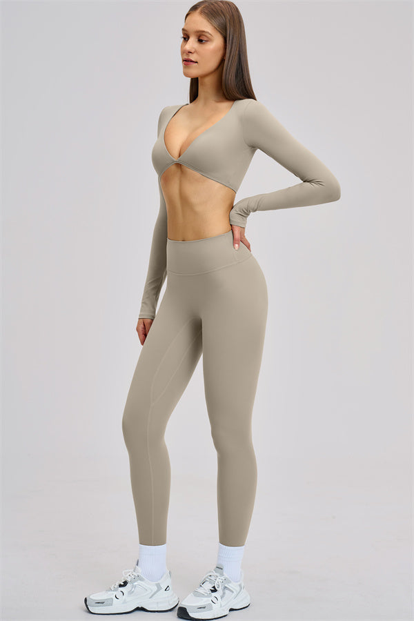 The Zestful Long Sleeve Crop Top Leggings 2-Piece Set