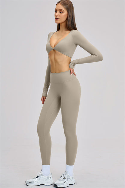The Zestful Long Sleeve Crop Top Leggings 2-Piece Set