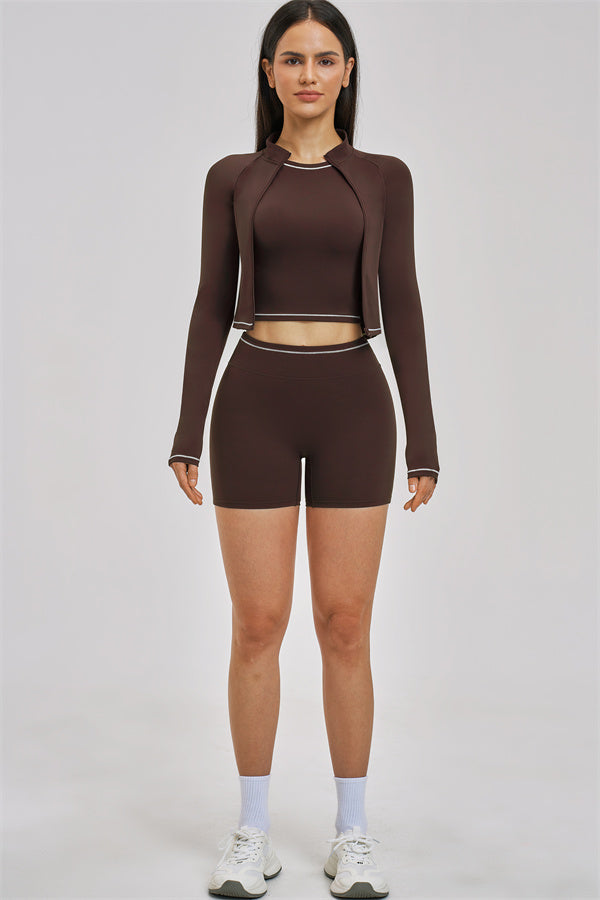 The Unbound Jacket Crop Top Shorts 3-Piece Set
