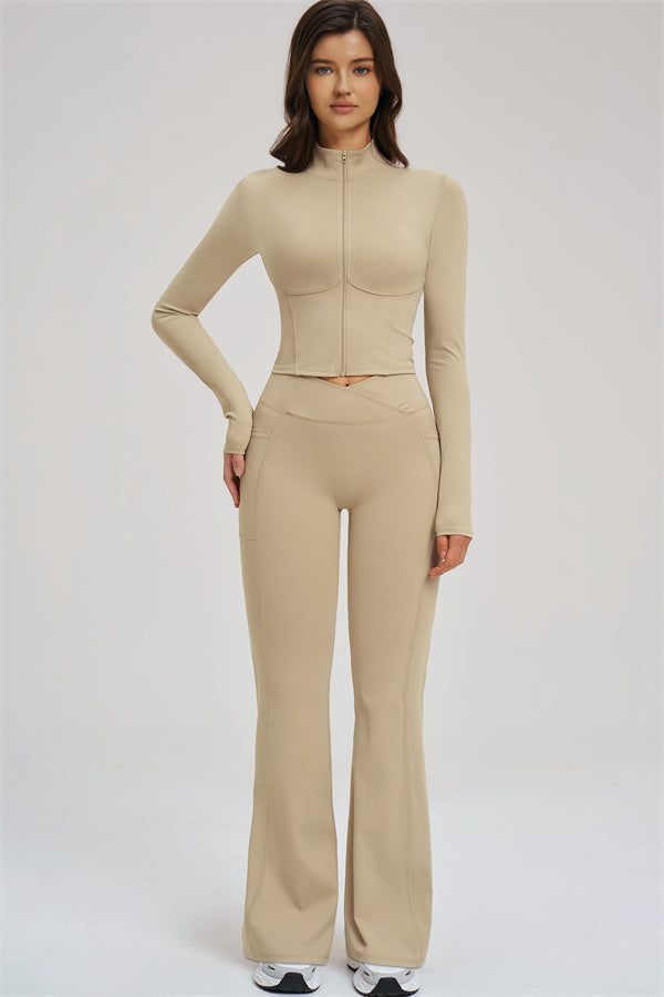 The Sizzle Zip Jacket Flared Leggings 2-Piece Set