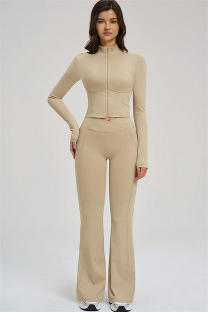 The Sizzle Zip Jacket Flared Leggings 2-Piece Set