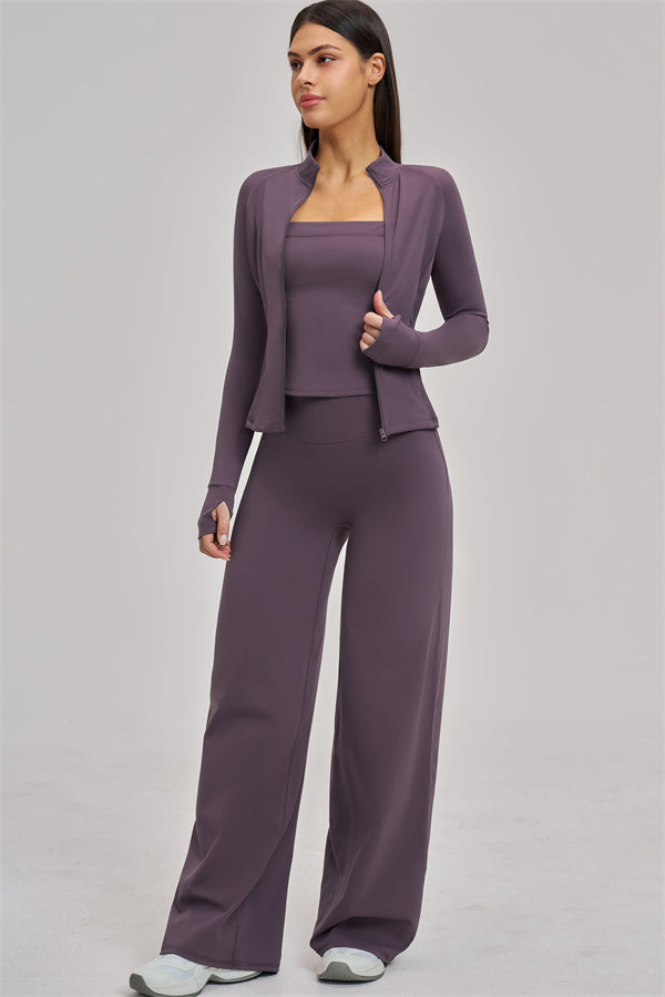 The Swoon Jacket Tank Top Flared Leggings 3-Piece Set