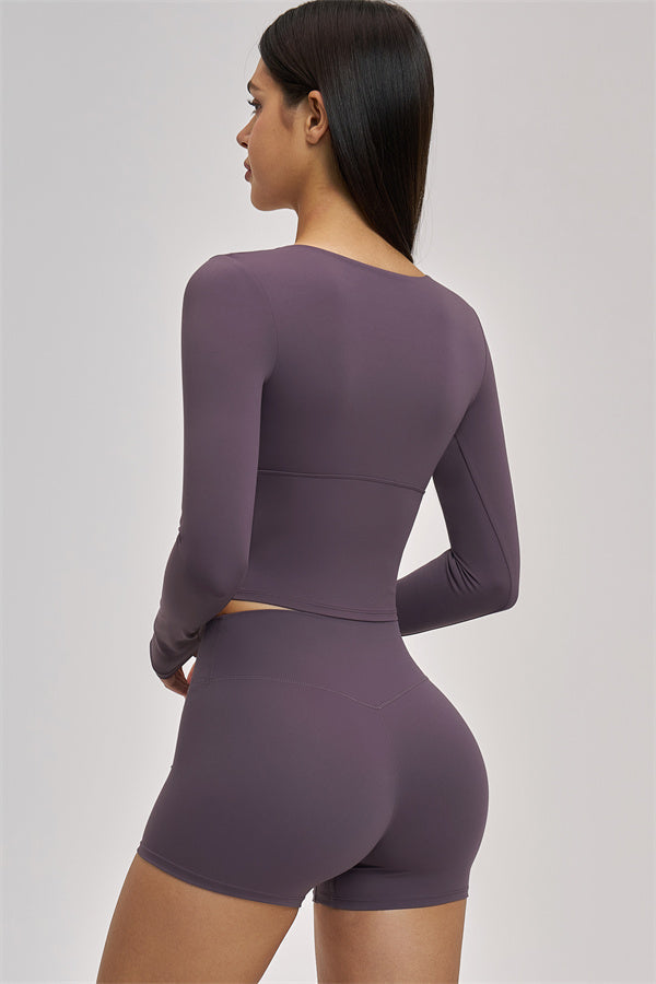 The Swoon Long Sleeve Crop top Shorts 2-Piece Set