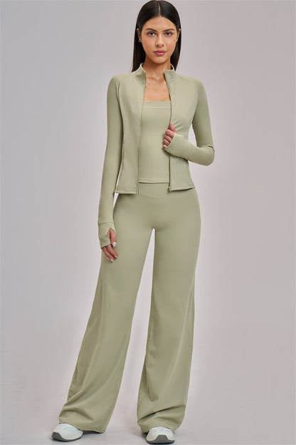 The Swoon Jacket Tank Top Flared Leggings 3-Piece Set
