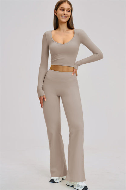 The Stride Long Sleeve T-shirt Flared Leggings 2-Piece Set
