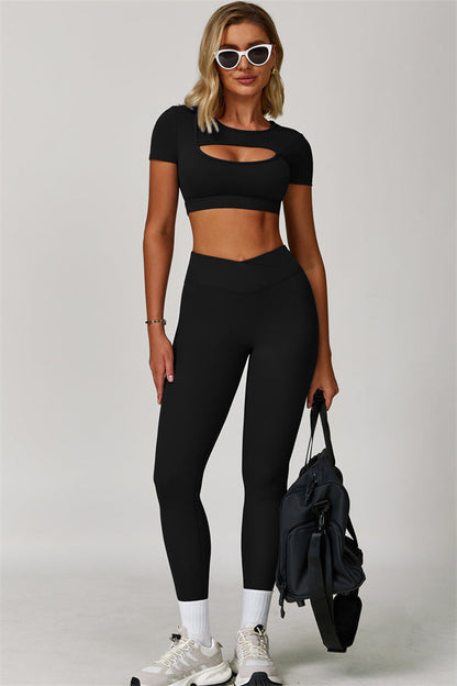 The Lavish Cut-out Crop Top Leggings 2-Piece Set