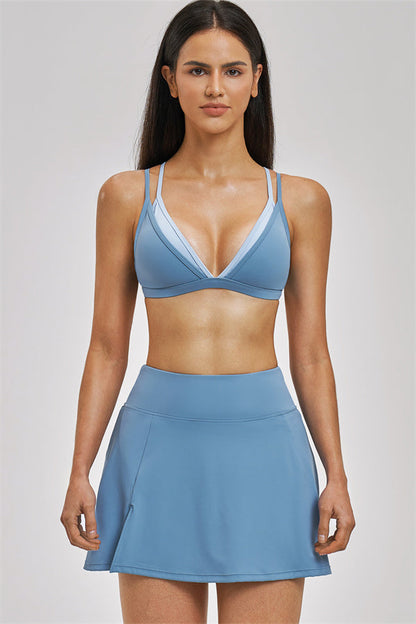 The Seraphine Layered V Sports Bra Skirt 2-Piece Set