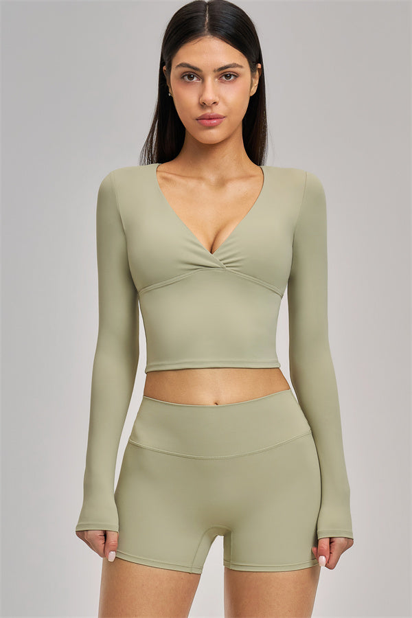 The Swoon Long Sleeve Crop top Shorts 2-Piece Set